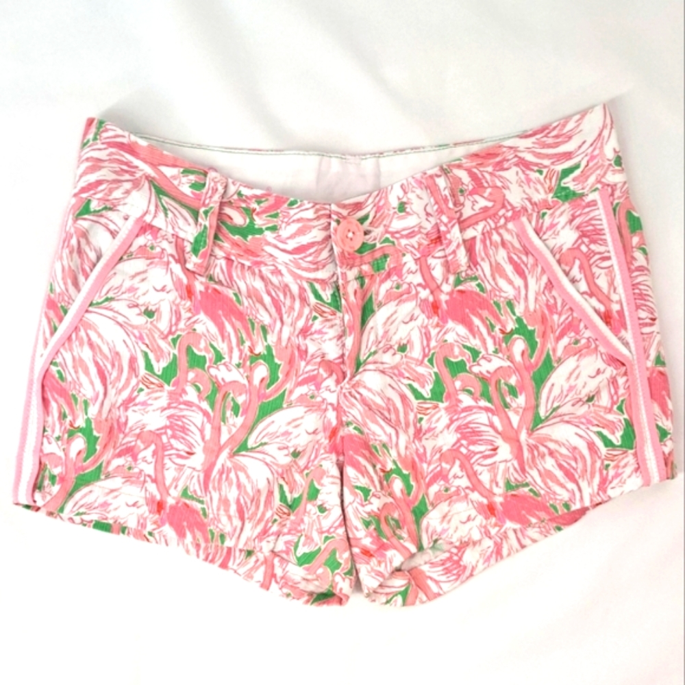 LILLY PULITZER The Callahan Pink Colony Flamingo Shorts